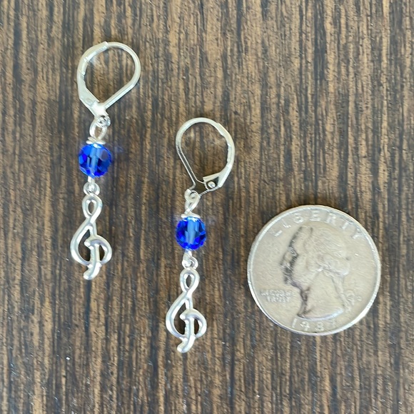 HAND CRAFTED Swarovski Crystal Birthstone Earrings with Treble Clef - Picture 4 of 11